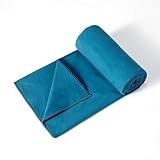 Amazon Basics Hot Yoga Mat Towel, Soft Microfiber, Non-Slip, Absorbent, 74" x 24", Aqua