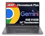 Acer Chromebook Plus 514 Laptop (14" FHD+ Touchscreen, Intel 8-Core i3-N355, 8GB RAM, 512GB SSD) Education, K12, Students & Business, 1080p Webcam, Backlit KB, Lightweight, Google AI, Chrome OS