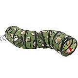 Pawaboo Cat Tunnel, S-Shaped Cat Tube Tunnel 25 * 97cm(9.8''*38.2'') with Balls and Bells, Collapsible Portable Kitten Play Tent Toy Interactive Cats House with Peep Holes for Kitty, Leopard Print