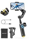 AOCHUAN Smart X3 360° Pan Rotation Gimbal Stabilizer for iPhone, Magnetic Remote Control, 3-Axis Stabilizer w/Built-in Extension Rod & One-Touch Open Tripod, Foldable Phone Gimbal for Vlogging, Travel