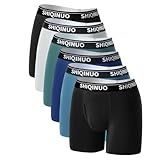SHIQINUO Men's Boxer Briefs - Stretch Cotton Underwear (95% Cotton),Moisture Wicking & No Ride Up,Breathable (4 or 6 Pack)