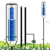 FINEST+ Upgraded Rain Gauge, 7" Freeze Proof Rain Gauge Outdoor Best Rated, Large Clear Numbers and Adjustable Height Rain Measuring Tool for Garden, Lawn and Farm
