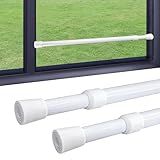 toresper 2 Pack Window Security Bars Adjustable Sliding Glass Door Lock Bars 15.7''-27.5'' Tension Rods 1.2'' Diameter Window Safety Lock Bar Stopper with Rubber Tips (White-2Pcs, 15.7''-27.5'')