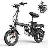 E14 Electric Bike for Adults 500W Motor, Folding Ebike 14" Adults Electric Bicycles, 48V 13Ah Removable Battery UL 2849 Certified, 25 Miles PAS Range, Mini E Bikes for Teens (E14 Black)