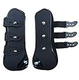 Zelro Open Front Jumping Tendon Horses Boots, Secure Leg Protection, Lightweight and Tough Dressage Horse Riding Equestrian Equipment Black( Front Tendon Boot Set) Full