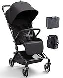 Momcozy Tuckgo Travel Stroller, Carry-On Compatible, Ultra Compact Stroller for Toddler, Reclining Seat, UPF 50+ Canopy, Adjustable Leg Rest, 33L Extra-Large Storage, Stroller Travel Bag Included