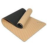 Navaris Cork Yoga Mat - Non-Slip Natural Fitness Mat with Shoulder Strap - Perfect for Pilates, Hot Yoga, Outdoor Sports - 72" x 24"