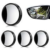 OBTANIM 4 Pack Blind Spot Car Mirror 2 Inch Angle Adjustable HD Glass Round Side Rear View Convex Accessories with Frame for Car SUV Trucks Motorcycles