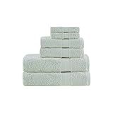 Madison Park Organic 100% Cotton Bathroom Towel Set, Hotel & Spa Quality Highly Absorbent, Quick Dry, Include for Shower, Handwash & Facial Washcloth, Multi-Sizes, Seafoam