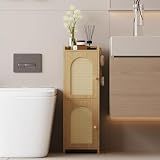 Arbuxzuy Rattan Bathroom Storage Cabinet with 2 Doors and Adjustable Shelf