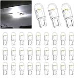 30 PCS Car 194 LED Bulbs, 168 2825 W5W T10 Wedge COB LED Replacement Bulb, 6000K License Plate Light Bulb, Error Free Interior Bulb for Dashboard Light, Dome Lights,License Plate Lights (White)