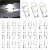 ecocstm 30 PCS Car 194 LED Bulbs, 168 2825 W5W T10 LED Bulb (White)
