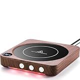 House Gem Coffee Mug Warmer for Desk, Candle Warmer Plate, 12H Timer, Wood