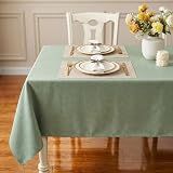 IVAPUPU Textured Linen Rectangle Table Cloth, Sage Green, 52 x 70 Inch