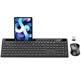 MARVO Wirelss Keyboard and Mouse Combo with Phone Holder, Full-Size, Black