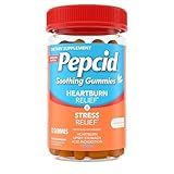 Pepcid Soothing Antacid Gummies, Heartburn Relief + Stress Relief for Occasional Heartburn, Upset Stomach, and Acid Indigestion, with Lemon Balm Extract, Tricalcium Phosphate, Peach-Raspberry, 32 ct