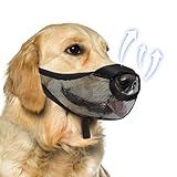 Dog Muzzle, Soft Air Mesh Muzzle for Small Medium Large Dogs Anti Biting Barking Chewing Scavenging, Breathable Adjustable Loop Pets Muzzle with Front Opening Design Allows Panting Drinking (Black,L)