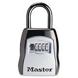 Master Lock Key Lock Box for House Keys – Outdoor Portable Combination Lockbox with Resettable 4 Digit Code, Weather Resistant Durable Metal Body, Holds 5 Keys, 5400D Black