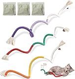 Letalong 3 PCS Cotton Rope Cat Toys with 3 Pack Catnip for Indoor Cats, Interactive Cat Rope Toys with Silvervine Fruit for Cats and Kittens, Handmade Pet Chew Toys for Teeth Cleaning