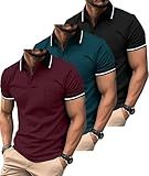 ZITY 3 Pack Men Polo Shirts Short Sleeve with Pocket Sport Wicking Shirts for Men Casual Athletic Collared T-Shirts