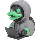 Computer Hacker Duck Figurine – Tech Duck in Hoodie with Laptop – Geeky Desk Collectible for Programmers, Developers & Cyber Fans – Décor for Office or Gaming Setup – 3D Printed in Canada