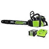 Greenworks 80V 18" Brushless Cordless Chainsaw (Great For Tree Felling, Limbing, Pruning, and Firewood) / 75+ Compatible Tools), 2.0Ah Battery and Rapid Charger Included