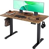 Claiks Electric Standing Desk, Adjustable Height Stand up Desk, 24x48 Inches Sit Stand Home Office Desk with Splice Board, Black Frame/Rustic Brown Top