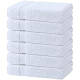 Wealuxe White Bath Towels 24x50 Inch, 6 Pack - Extra Absorbent Cotton Towel Set for Bathroom