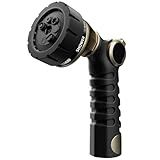 RESTMO Heavy Duty Hose Nozzle, Metal Garden Water Hose Sprayer with 7 Watering Patterns, Thumb Control, On Off Valve, High Pressure Nozzle Sprayer for Watering Plants, Car and Pet Washing, Bronze