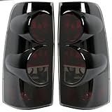 MOCW Tail Light Compatible With 1999-2006 Chevy Silverado 1500 2500 3500 2007 Classic,1999-2002 GMC Sierra 1500 2500 3500 Taillight Housing Replacement Left Driver & Right Passenger Side, Black/Smoke