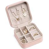 Vlando Travel Jewelry Case - Teacher Appreciation Gifts - Small Jewelry Travel Organizer Box Travel Essentials Christmas Gift for Women Girl - Pink