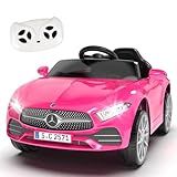 BCARORUR Licensed Mercedes-Benz CLS 350 12V Ride On Car Truck for Kids, Ride on Toys for Toddlers w/Parent Control, Spring Suspension, Power Wheels for Girls w/Bluetooth, Music, LED Lights (Pink)