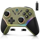 Multi-Platform Wireless Controller, PC Gaming Controller with 2.4G Adpater/Hall Joysticks/Hall Triggers/1200 mAh Battery/4 Programmable Buttons/RGB Lighting, Compatible with PC Windows 7/8.1/10/11, Switch/OLED/Lite, iOS, Android, Steam-Army Green