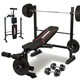 Standard Weight Bench Set with Leg Extension and Leg Curl, Adjustable Bench Press Set with Squat Rack, Foldable Flat Incline Decline Workout Bench for Home Gym Full Body(US Stock)