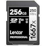Lexar 256GB Professional 1667x SD Card, UHS-II, C10, U3, V60, Full HD, 4K, Up To 250MB/s Read SDXC Memory Card, for Professional Photographer, Videographer, Enthusiast (LSD256CBNA1667)