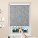 GENIMO 100% Blackout Roller Window Shades, Window Blinds Cordless with Thermal Insulated, UV Protection Fabric, Mini French Door Blinds for Home, Office, Bedroom, Easy to Install, Grey, 10" W X 75" H