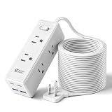 SUPERDANNY 15Ft Extension Cord with Multiple Outlets, Flat Plug Power Strip