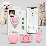 Dog GPS Tracker, No Monthly Fee Pet Tracker for Dogs Cats, Smart Anti-Lost Location Finder with Collar Holder, Waterproof Tracker for Pets Keys Bags Luggage 1 Pack Pink