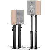 Universal Speaker Stand Pair Double Tubes Heavy Duty Bookshelf Speaker Stands Support 110lbs 16.7" to 29.3" Height Adjustable Floor Speaker Stand with Non-Slip Pad for Home Theater