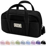 Sooez Large Pencil Case Pouch, Extra Big Pencil Bag with 5 Compartments, Pen Bag Wide Opening, Soft Corduroy Pencil Pouch Organizer with Zipper, Cute Aesthetic School Supplies for Teen Girls-Black