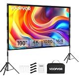 VOOPVOR 100 Inch Projector Screen with Stand, Portable Indoor Movie Screen