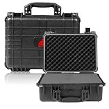 Jack Boss 16x 12.8x 6.8 Inch Hard Case, Portable Weather Waterproof Protective Camera Case with Customizable Foam, Fit Use of Drones, Camera, Equipments, Black