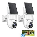 Gianteye 2K Solar Security Cameras Wireless Outdoor, 5G&2.4GHz Dual WiFi Cameras for Home Security, Solar & Battery Powered Outdoor Security Camera, Color Night Vision, Human Detection, 2 Packs