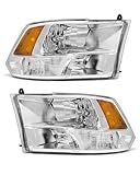 ADCARLIGHTS for 2010 2011 2012 2013 2014 2015 2016 2017 2018 Dodge Ram Headlight Assembly compatible with 10-18 Ram 1500/10-18 Ram 2500 3500 Chrome Housing Amber Reflector Headlamp Replacement