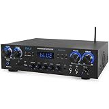 Pyle Home Stereo Receiver with Bluetooth - 4 Channel Amplifier, 800 Watt Max, USB-A Input w MP3 Player, Easy Karaoke Setup with Mic Vol, Reverb and Delay, RCA in/Out, SD Card, FM Radio - PDA77BU