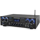 Pyle Home Stereo Receiver with Bluetooth - 4 Channel Amplifier, 800 Watt Max, USB-A Input w MP3 Player, Easy Karaoke Setup with Mic Vol, Reverb and Delay, RCA in/Out, SD Card, FM Radio - PDA77BU