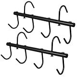 Douaowoc 2 Pcs Black Tack Rack with Swivel Hooks, 6 Hooks Hanging Bridle Hook Portable Bridle Hook Tack Hangers for Horses Horse Stall Room Trailer Accessories