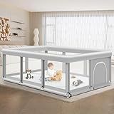 Large Baby Playpen for Babies and Toddlers, Playpen 74×50, Large Baby Play Yards Indoor & Outdoor, Sturdy Safety Baby Play Pen with Soft Breathable Mesh, Toddlers Activity Center with Anti-Slip Base