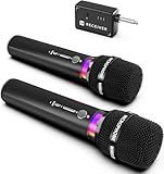 Wireless Microphone, Rechargeable Wireless Microphones with One-to-One Chip Connection and LED Lights, 40H Duration, 200FT Range Receiving, Less Latency Karaoke Microphone for Singing, Speech, Party