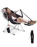 KingCamp Hammock Chair with Footrest – Heavy Duty Swinging Rocking Camping Chairs for Adults up to 400lbs, Folding Portable Oversized Rocker with Cup Holder & Pillow for Outdoor Beach Lawn RV Sports